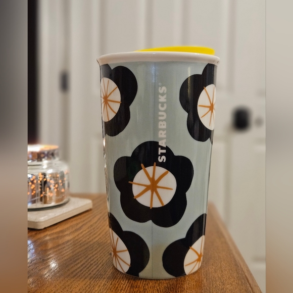 Green Spring Black Floral Starbucks Coffee/Tea tumbler 12 fl oz - Picture 1 of 5